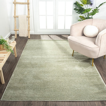 Haze Solid Low-pile Area Rug Green